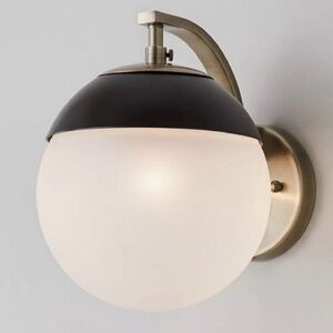 Shades Of Light Mid-Century Frosted Globe Sconce Brass / Black Wall Lighting